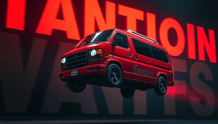 Dynamic red van in action at Pinterest Presents event 2025.