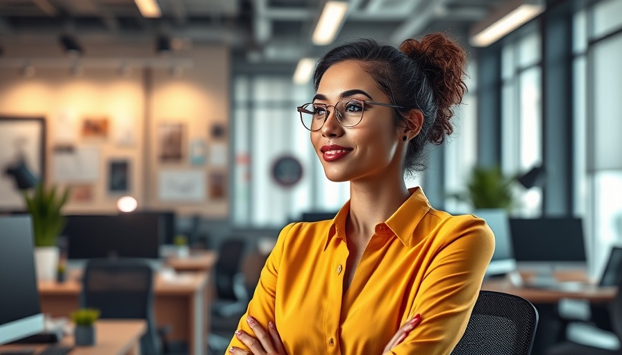 Woman in marketing workspace with digital illustrations; Marketing career path insights.