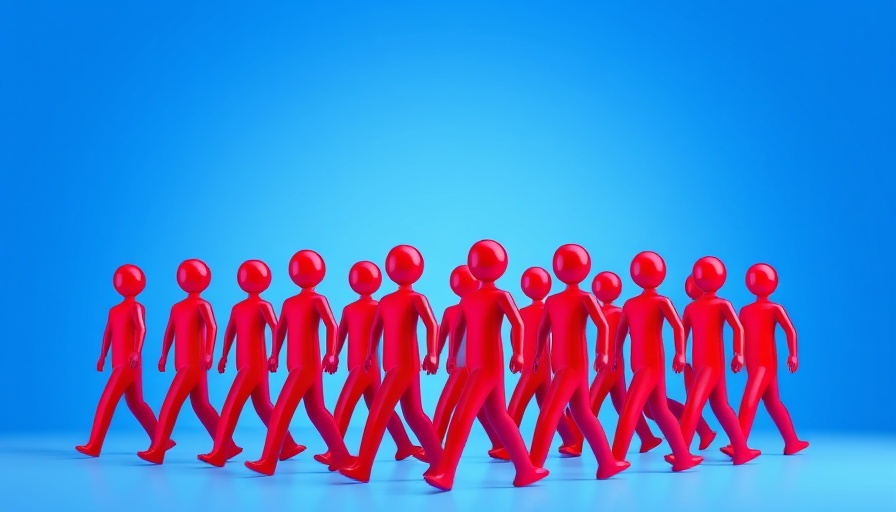 3D illustration of leadership strategy with red figure leading.