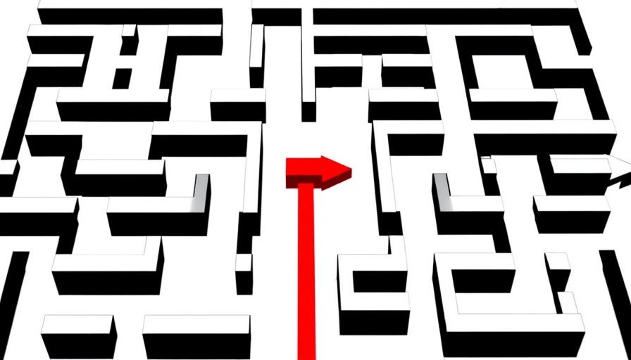 Illustration of simplicity in business; a maze with a direct path.