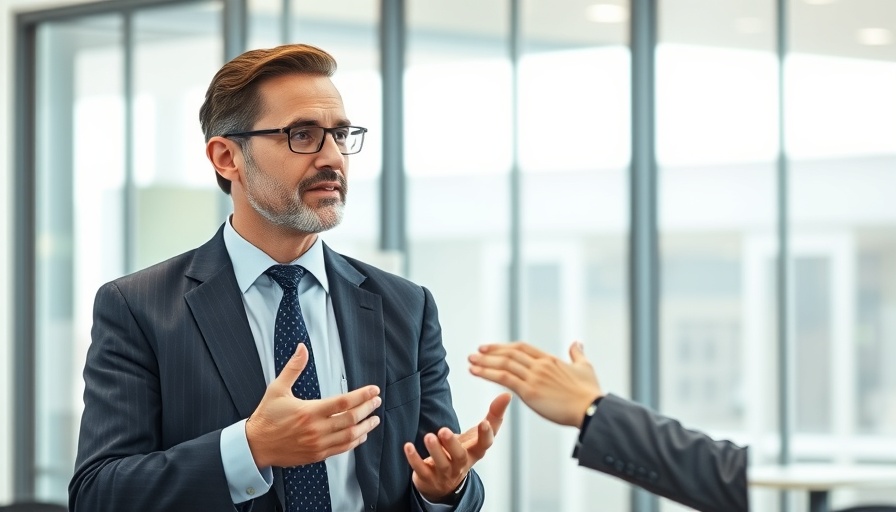 Corporate leader discussing emotional intelligence in office.
