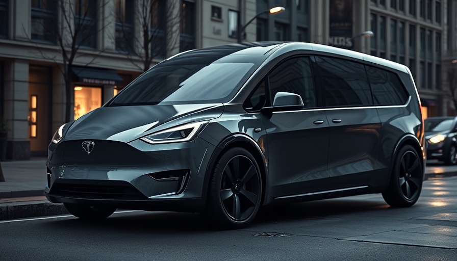 Futuristic Tesla truck design flaw, urban setting, monochrome image.