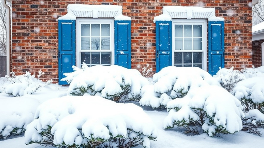 Snow-covered house with drafty windows solutions.