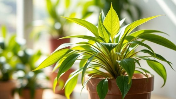 Lush indoor spider plant with sunlight, Low Maintenance Indoor Plants.