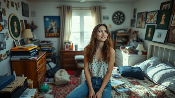 Budget DIY bedroom transformation plan in a cluttered room.