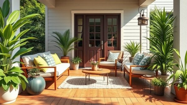 DIY transformations for renters: inviting porch with plants and furniture