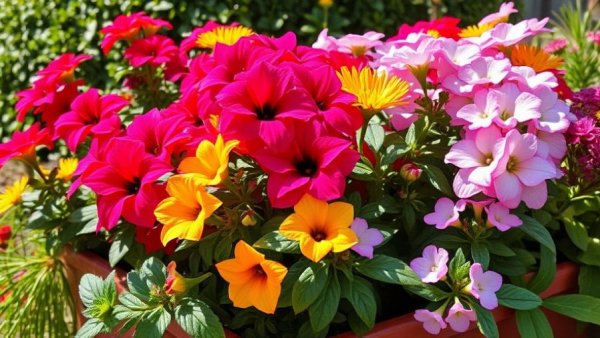 Vibrant container plants for scorching summers in sunlight