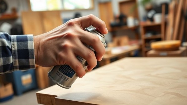Budget DIY furniture projects using spray adhesive in a home workshop.