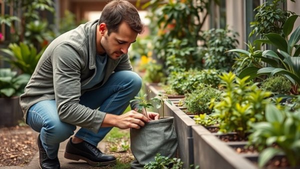 Urban gardening tricks for small spaces demonstrated by transplanting