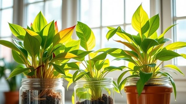 Vibrant plants that grow in water, thriving indoors.