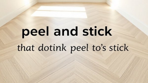 Peel and Stick Diamond Floor in neutral tones with text overlay.