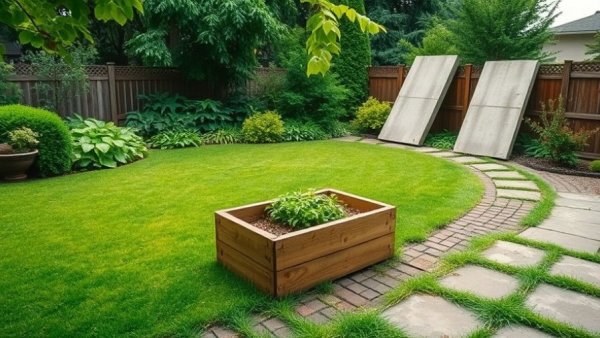 Beginner mistake in home projects with awkwardly placed garden path.