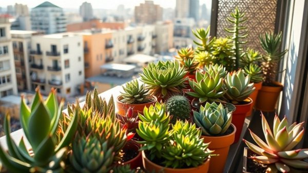 Balcony filled with succulents, perfect for gardening tips.