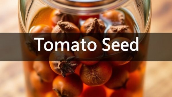 Rotting tomato seeds in a jar for gardening.