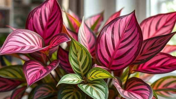2027 Houseplant Trends: vibrant variegated foliage in modern interiors.