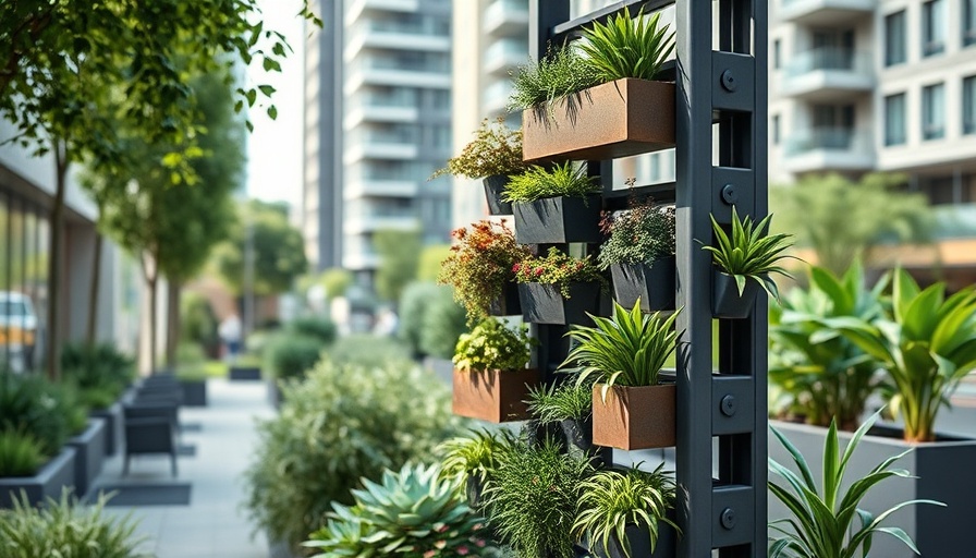 Innovative modular planter system in urban garden.