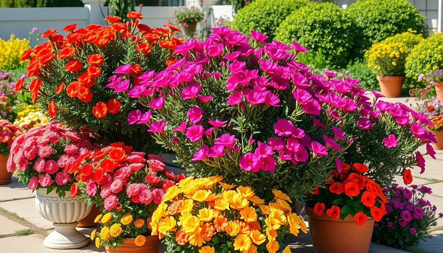 Vibrant container shrubs for gardening inspiration.
