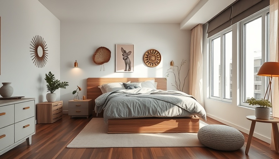 Bright bedroom with under-bed storage solutions.
