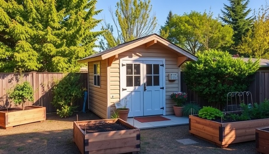 Backyard makeover with shed and garden boxes, budget-friendly ideas.