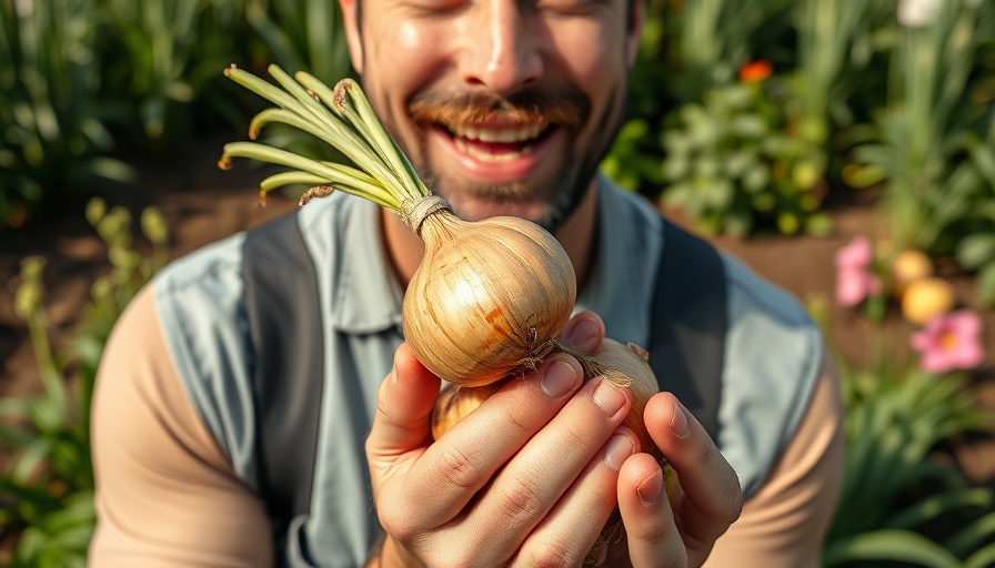 Man showing how to grow onions in small garden spaces.