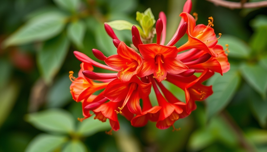 Best perennial vines for year-round interest: honeysuckle close-up.