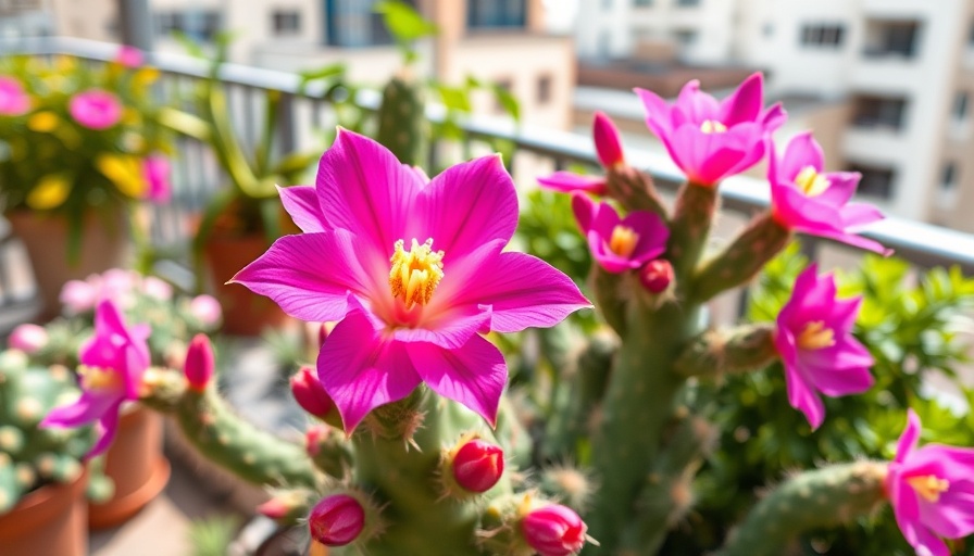 Vibrant climbing cactus on balcony for gardening