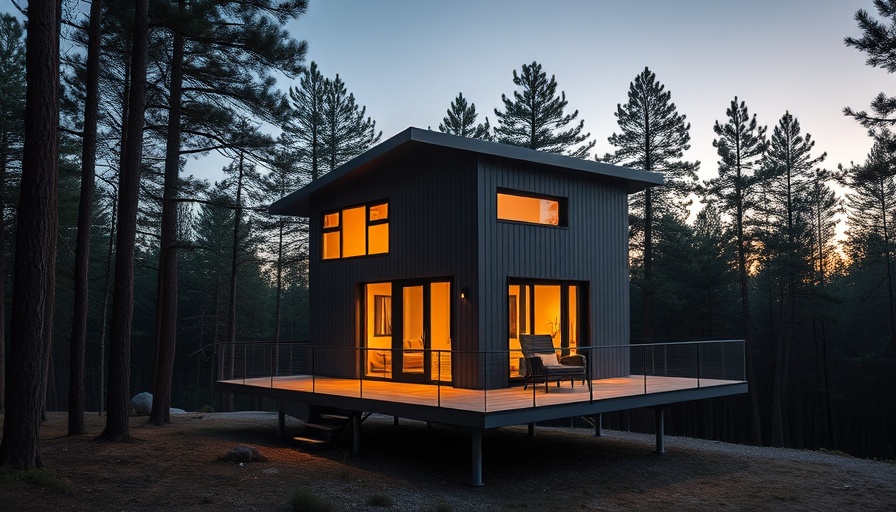 $19K Tiny House with modern design at twilight.