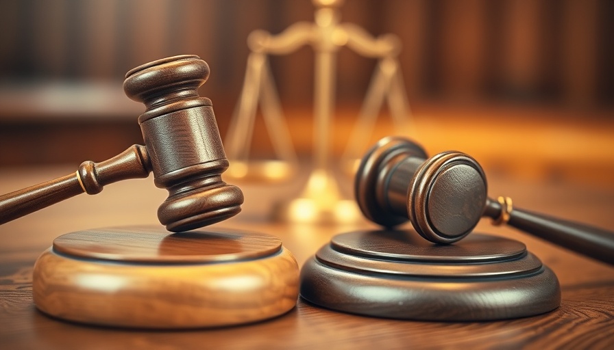 Wooden gavel on desk with scales of justice, Justin Eichorn probable cause concept