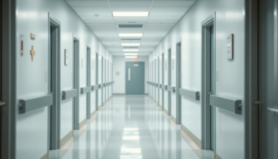 Blurred hospital corridor with open doors for hospital food nutrition.