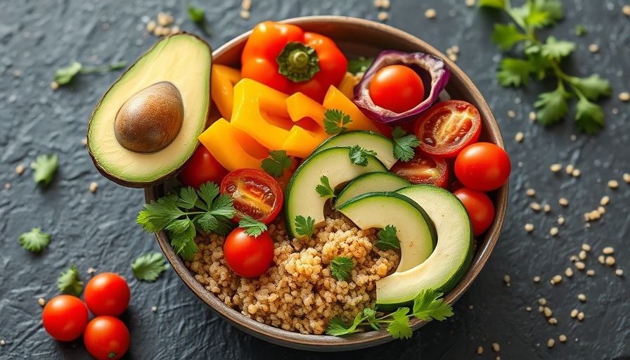 Vibrant plant-based bowl perfect for Crohn's diet, featuring fresh veggies.
