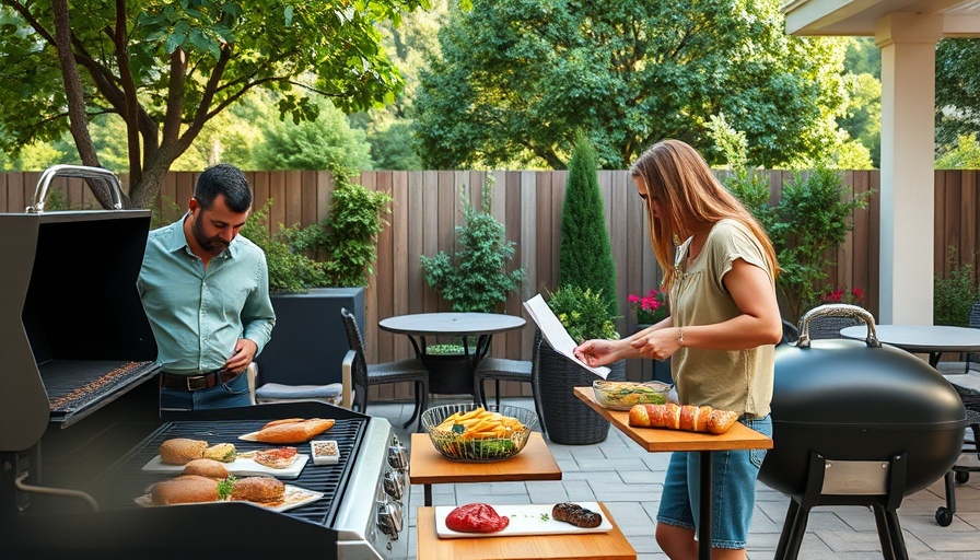 Two people at GrillFest Minnesota event outdoors, showcasing food on a table.
