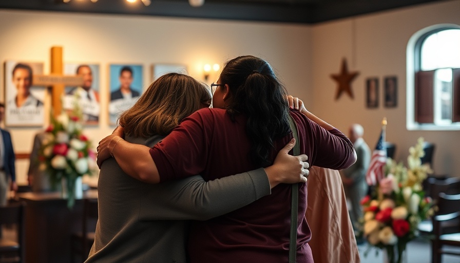Supportive embrace at community memorial, Minnesota shootings tribute.