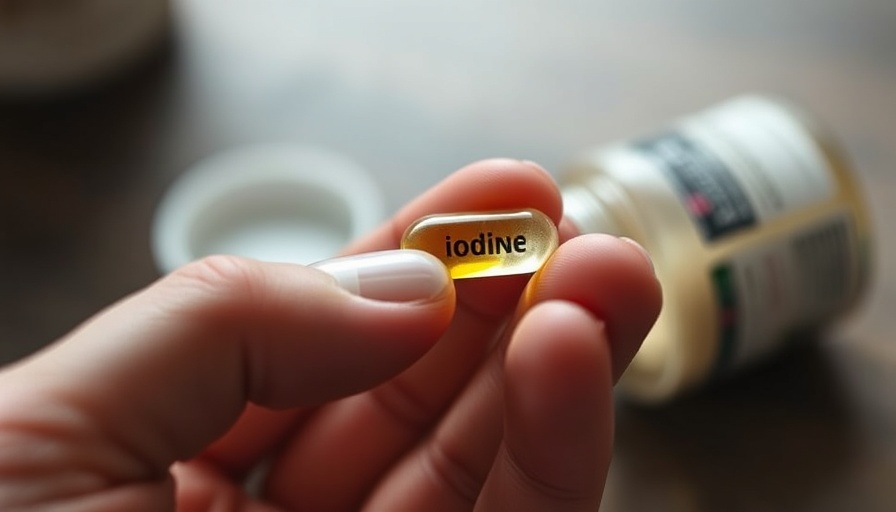 Hand holding iodine supplement capsule close-up, Vegans and Iodine Deficiency Risk.