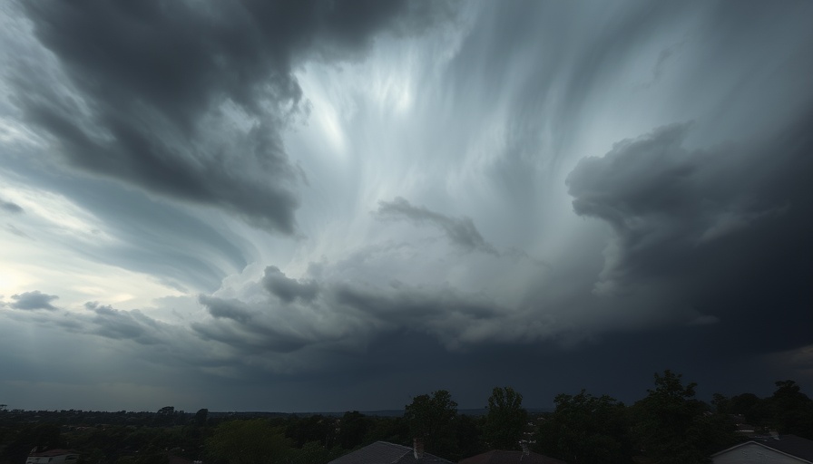 Dramatic thunderstorm clouds over Minnesota landscape hinting at potential thunderstorms.