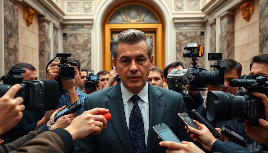 House GOP big beautiful bill interview scene with a suited man and journalists.