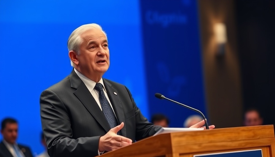 Distinguished man speaking at NATO event podium.