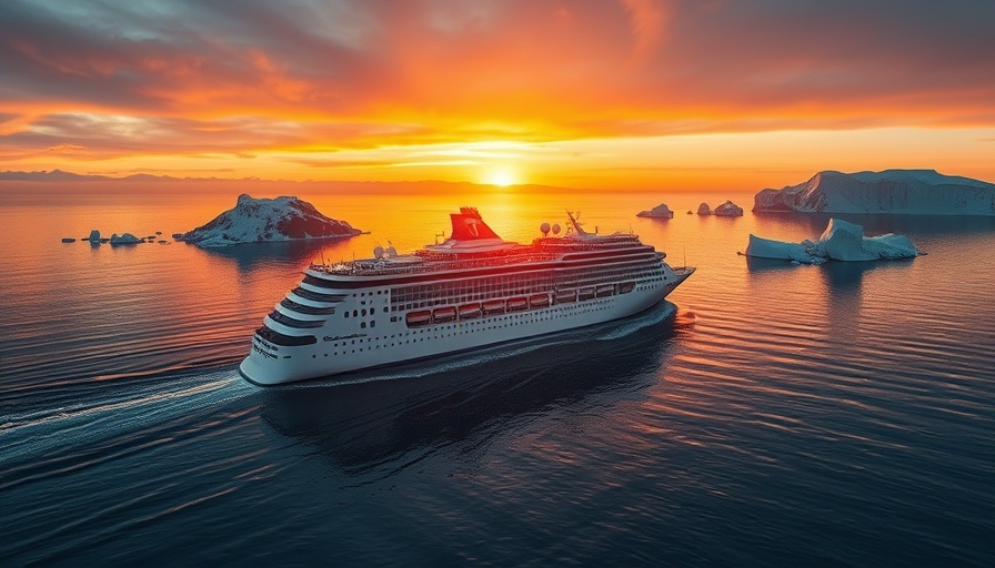 World Cruise Adventure: Majestic cruise ship at sunset.