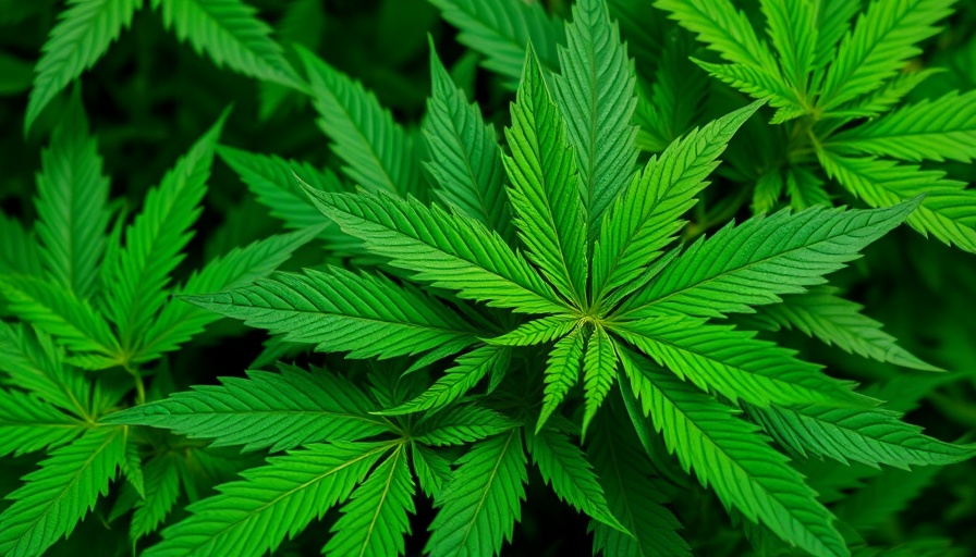 Green cannabis leaves close-up.