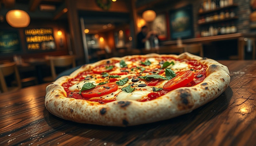 Artisan pizza on rustic table in cozy ambiance