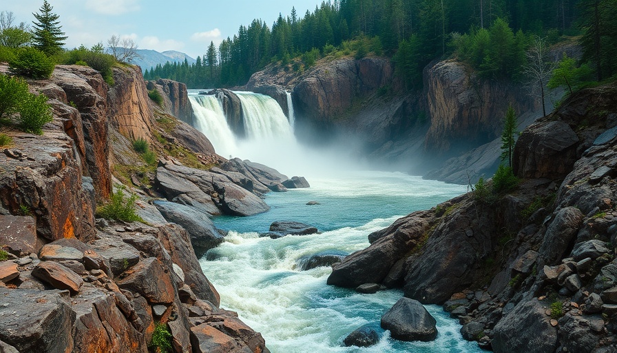 Powerful waterfall and river scenery at Tettegouche State Park.