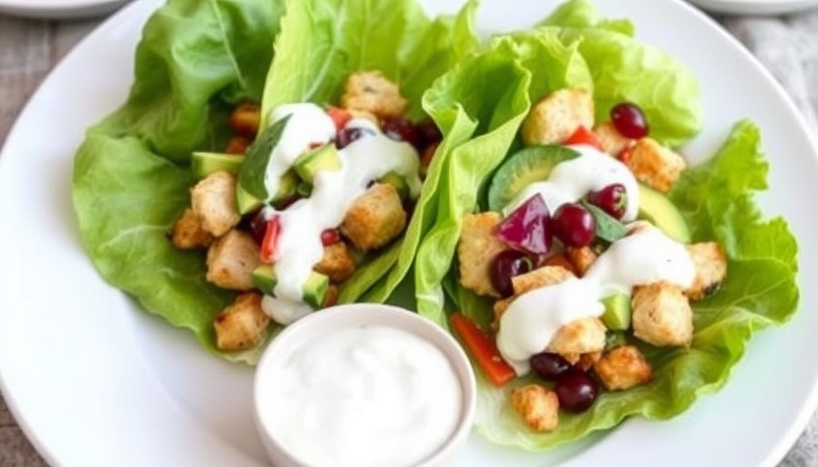 Avocado Chicken Lettuce Wraps With Herbed Yogurt Sauce