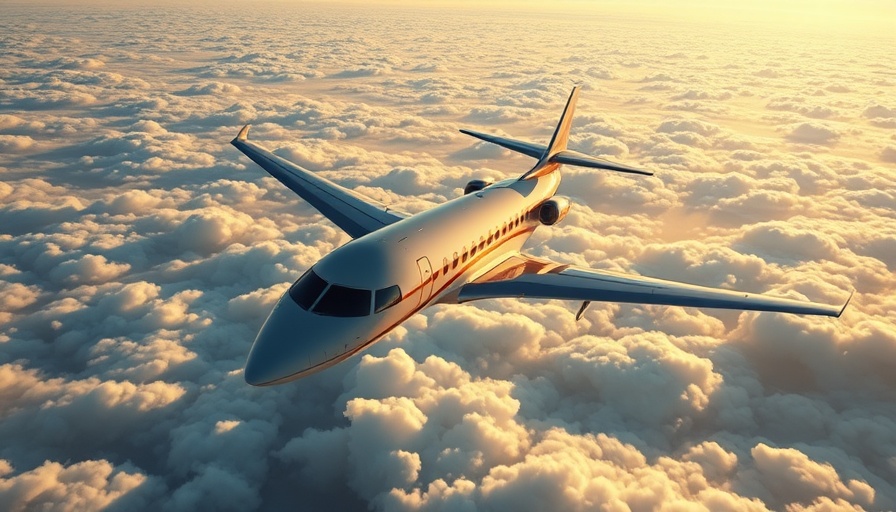 Sleek airplane flying above clouds, representing AI in air pricing.