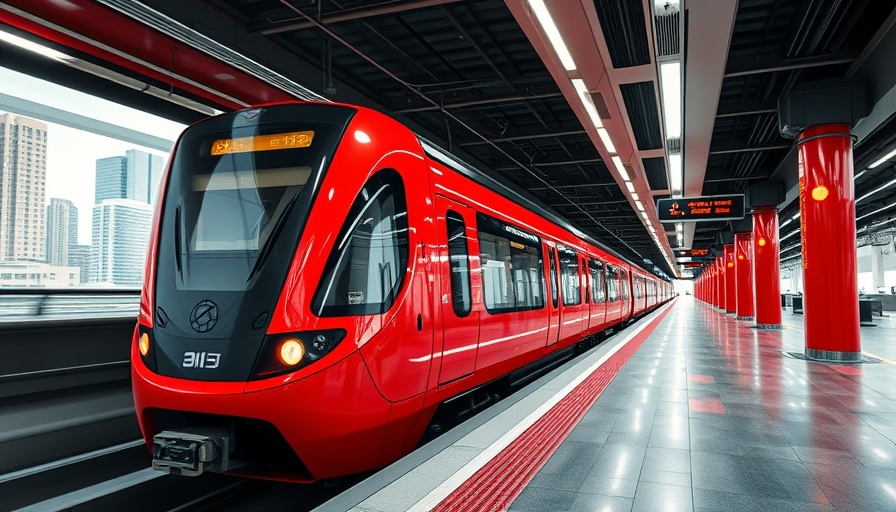 Danang Hoi An Metro Line train at station in urban environment
