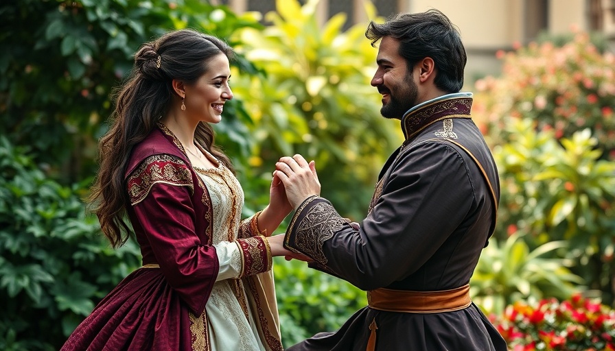 Medieval couple at a Minnesota event in September 2025, garden setting.