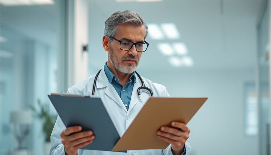Knowledgeable doctor reviewing notes, stethoscope visible