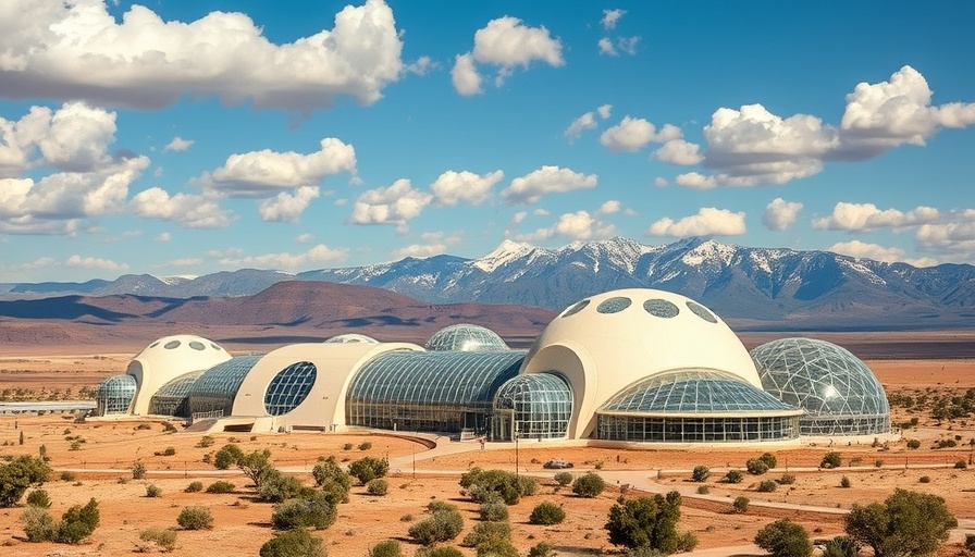 Biosphere 2 complex showcasing sustainability in a desert setting.