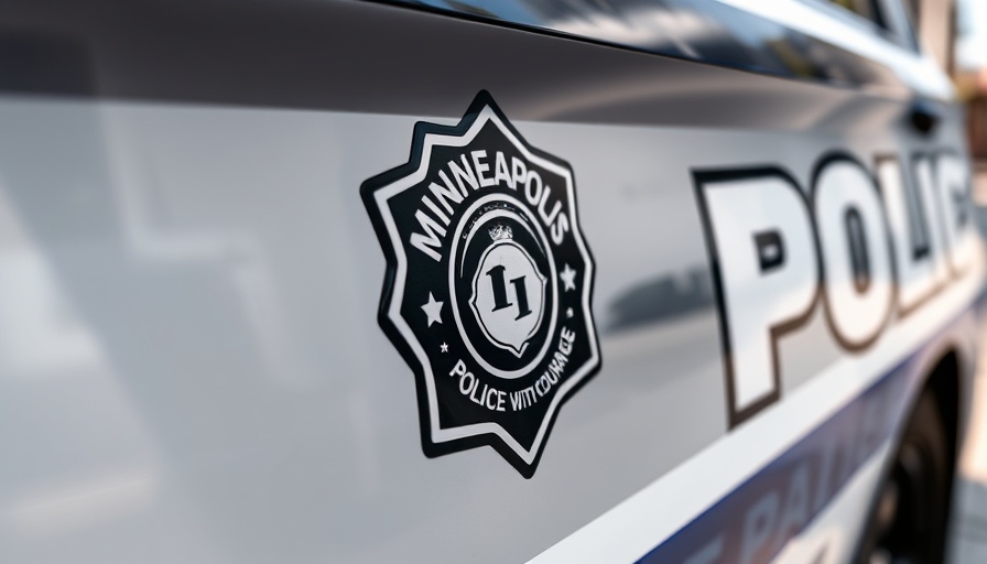 Minneapolis police car highlighting gun violence in Minneapolis.