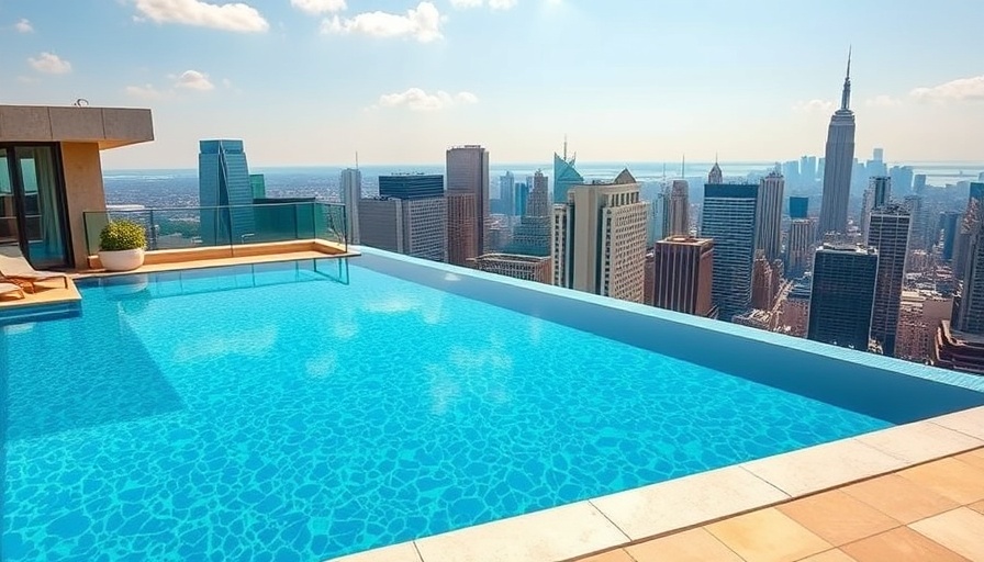 Luxurious rooftop pool in Thailand overlooking city skyline, wellness tourism.