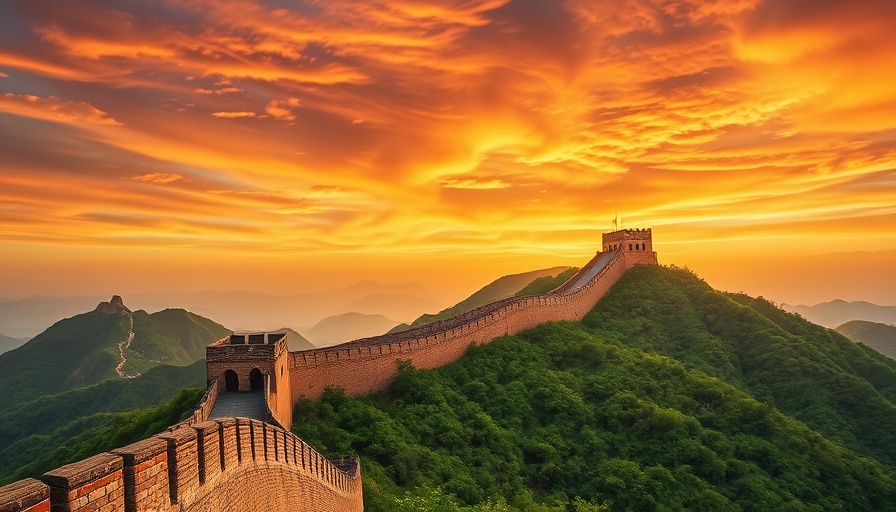 Great Wall of China during sunset for intermodal travel expansion.
