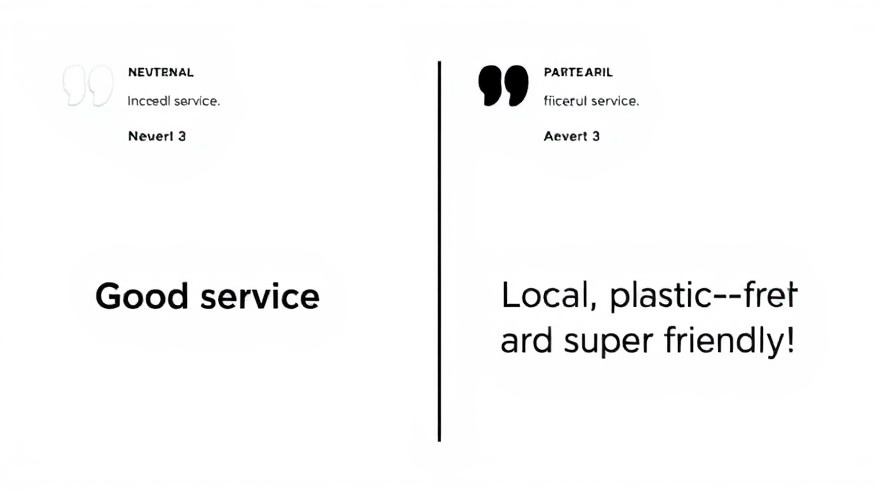 Comparison of customer reviews: neutral vs. personal in high-contrast design.